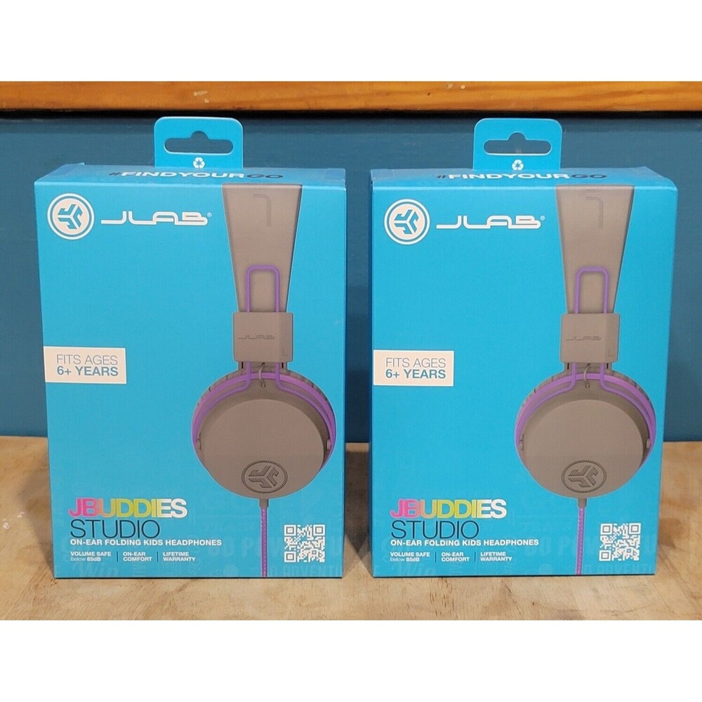 JLAB JBuddies Studio Wired on Ear Folding KIDS Headphones Graphite/Purple